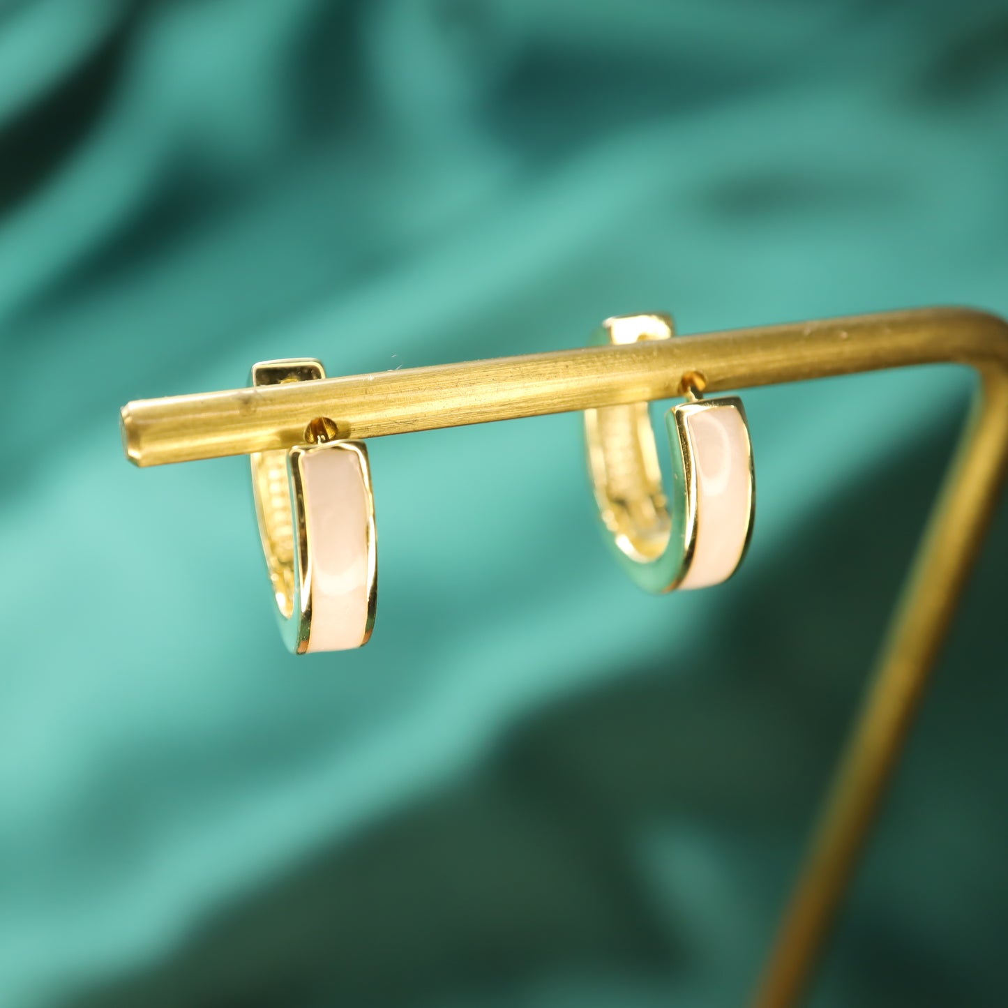 Elegant French Enamel Paint Gold Plated S925 Sterling Silver Hoop Earrings
