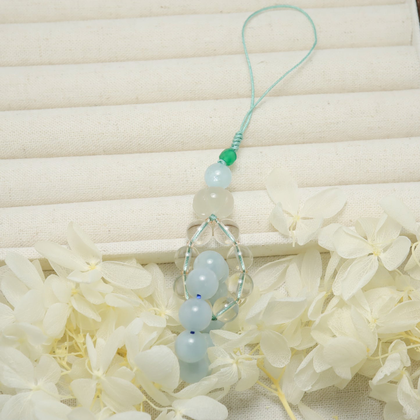 Little Cutie Pie - Aquamarine Clear Crystal Duomei Alashan Key Chain/Phone Charm