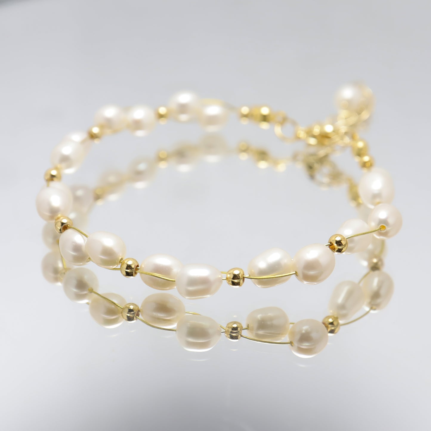 Blooming Galaxy - Elegant Freshwater Pearl Bracelet With Adjustable Chain