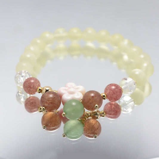 Cherry Blossom - Queen Conch & Gemstones Bracelet
