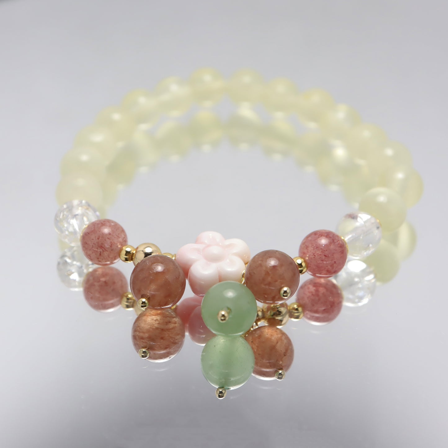 Cherry Blossom - Queen Conch & Gemstones Bracelet