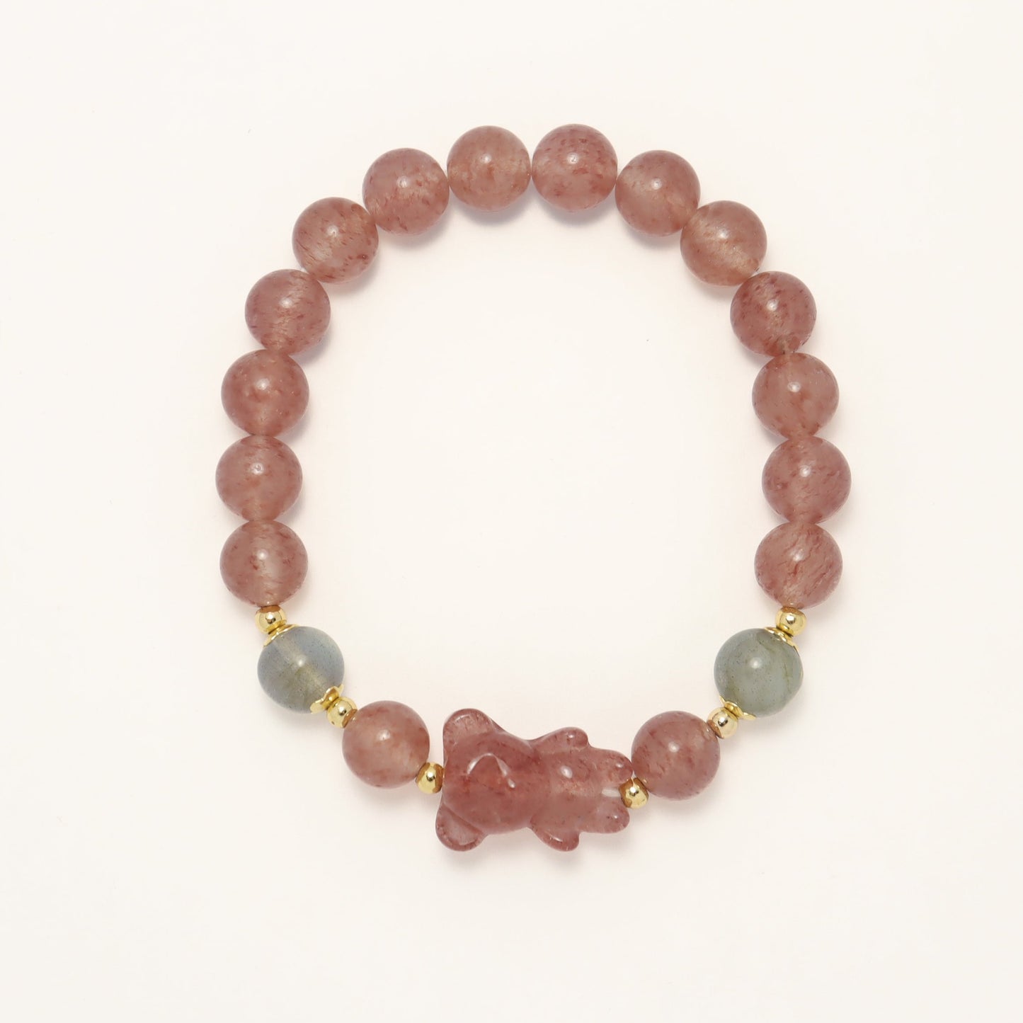 Teddy Bear - Strawberry Quartz & Moonstone Bracelet