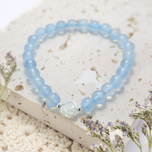Ocean Flower - Aquamarine & Nature Shell Bracelet
