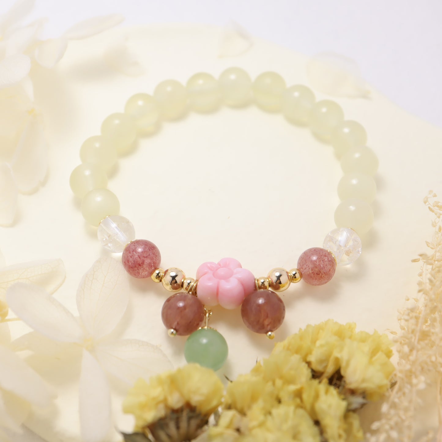 Cherry Blossom - Queen Conch & Gemstones Bracelet