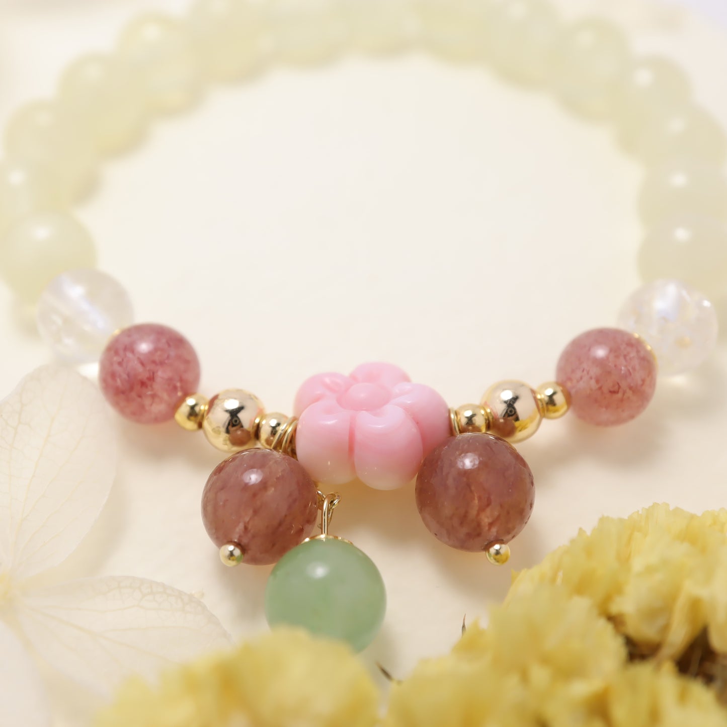 Cherry Blossom - Queen Conch & Gemstones Bracelet