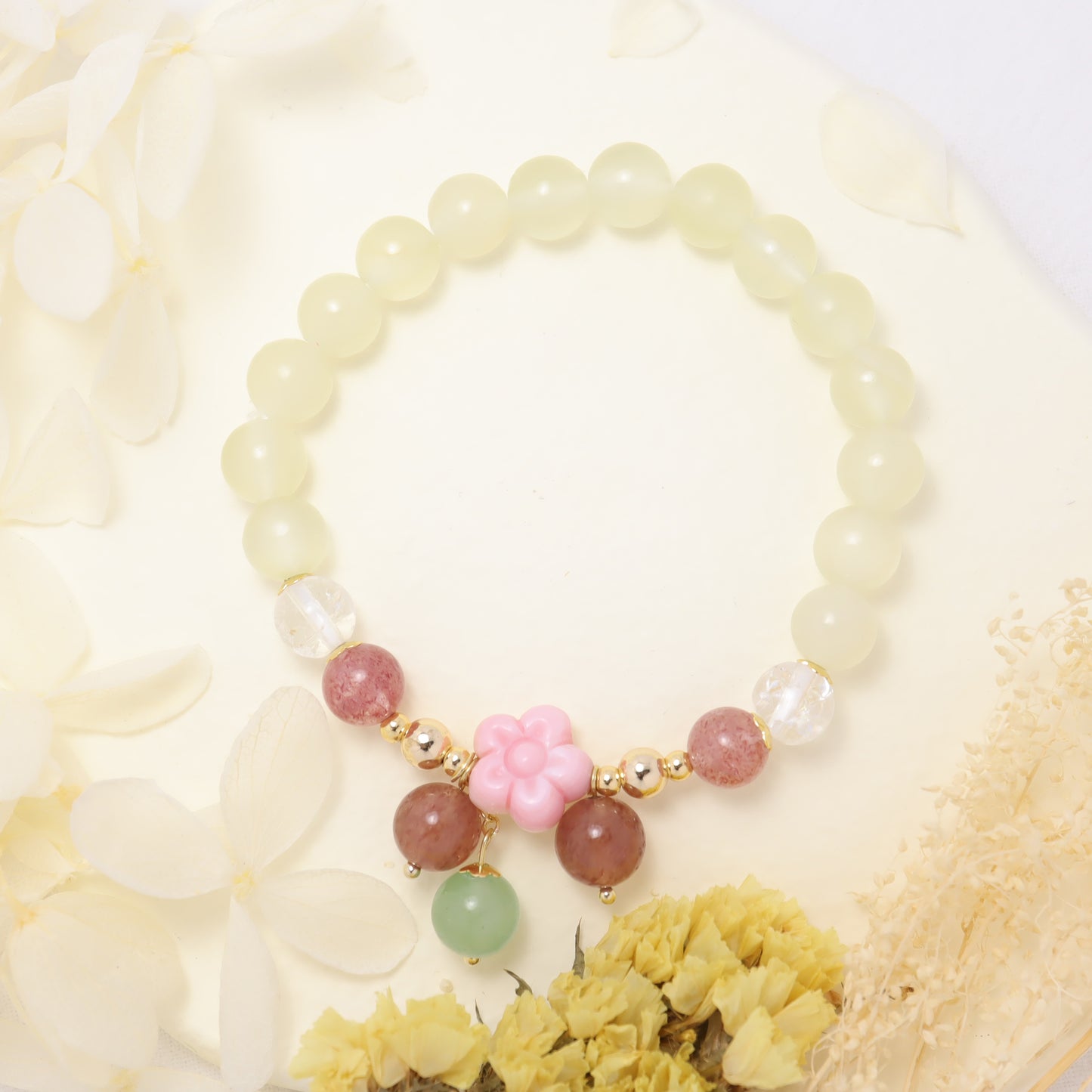 Cherry Blossom - Queen Conch & Gemstones Bracelet