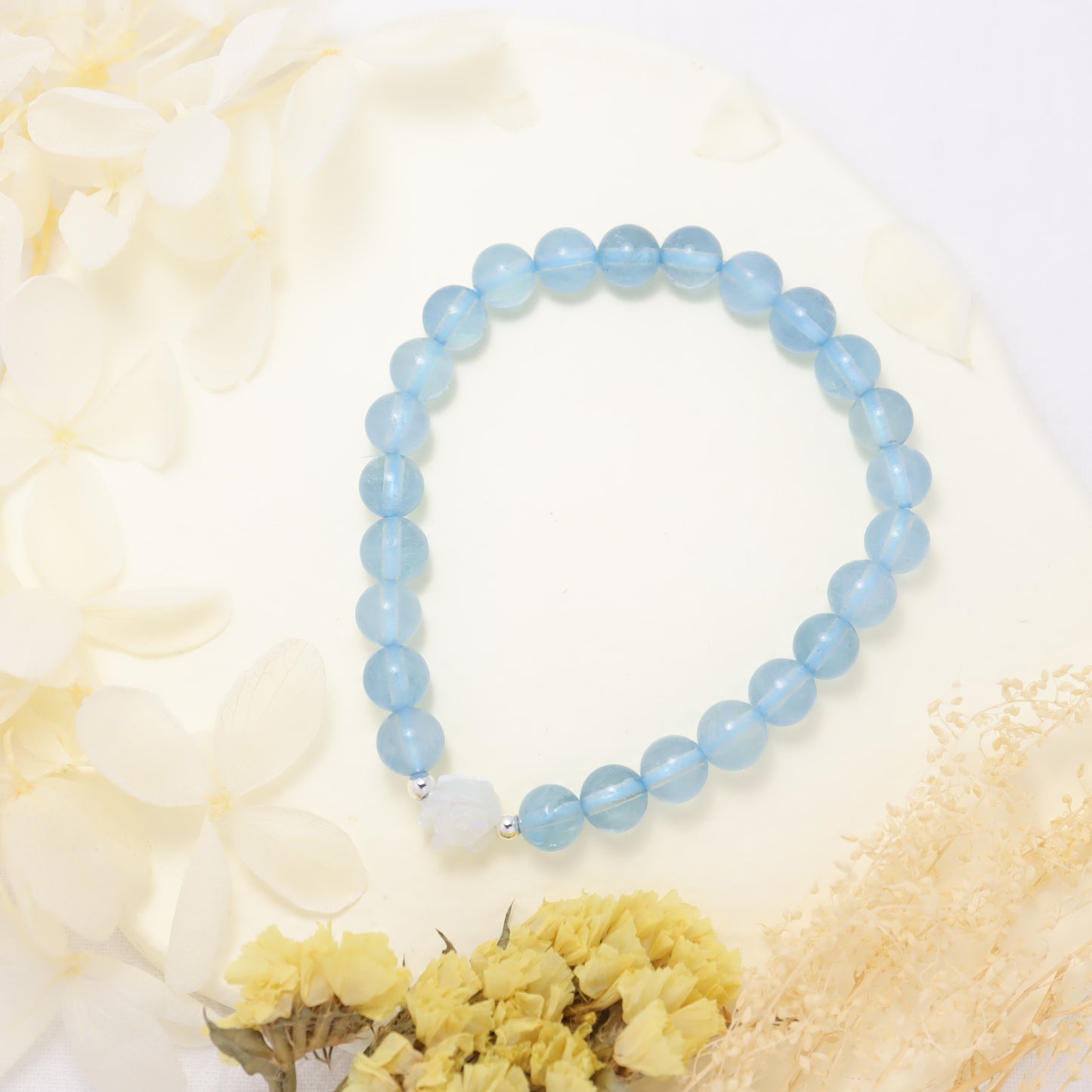 Ocean Flower - Aquamarine & Nature Shell Bracelet