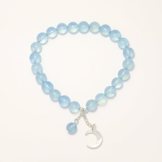 Ocean & Crescent Moon - Aquamarine Nature Shell Bracelet