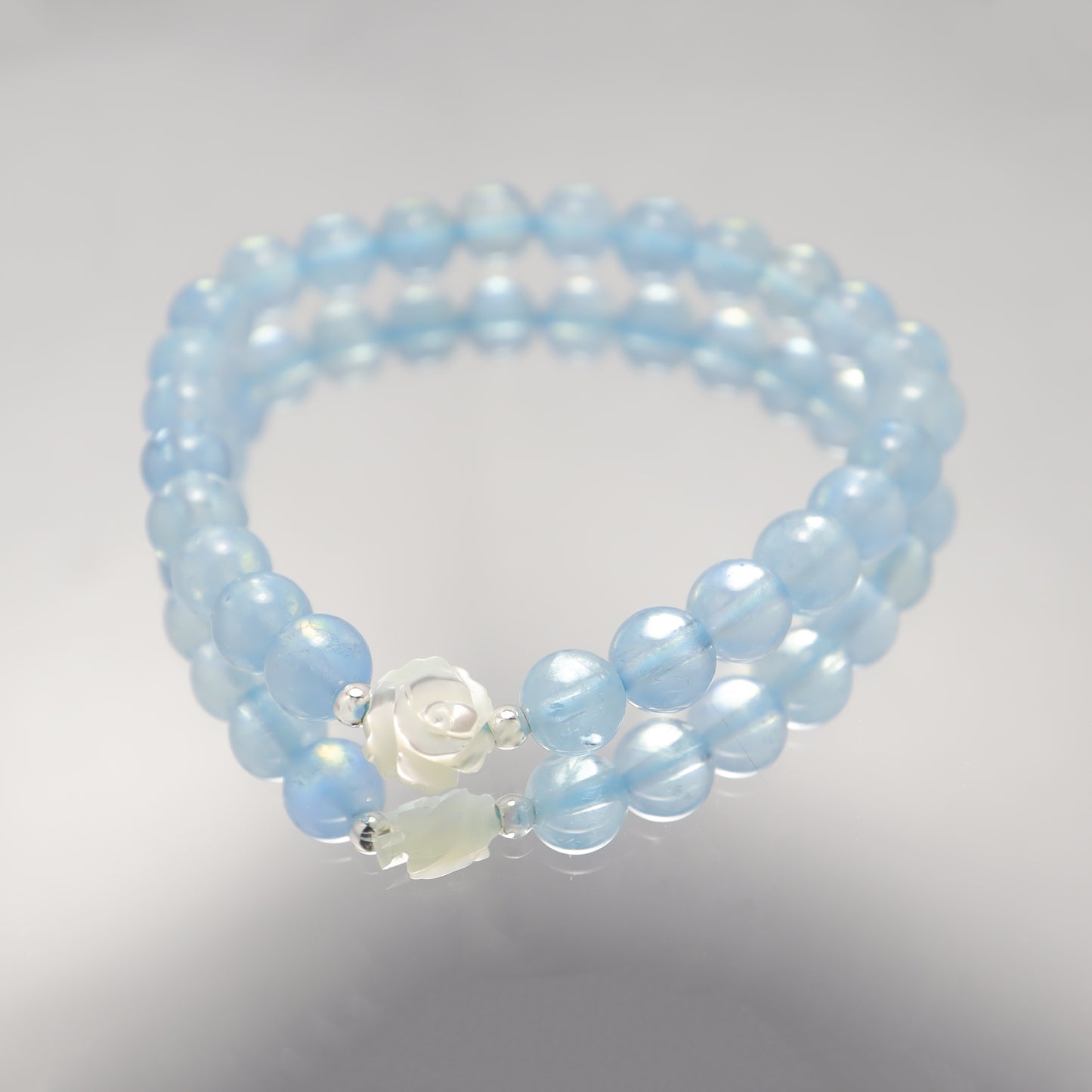 Ocean Flower - Aquamarine & Nature Shell Bracelet