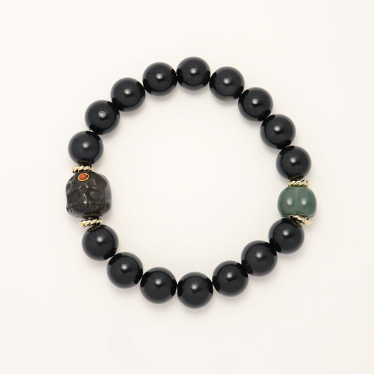 Chitipati & Pumpkin - Black Obsidian Bracelet (Female & Male)