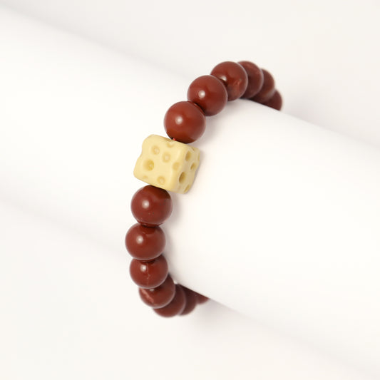 Cheese Lover - Gold Paste Jade & Alashan Agate Bracelet (Female & Male)