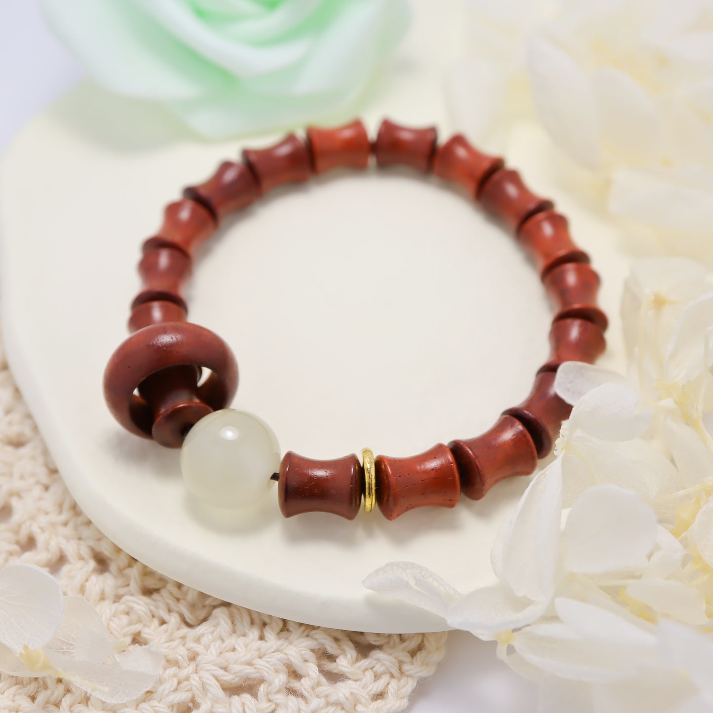 Red Sandalwood & Luminous Stone Bracelet (Female & Male)