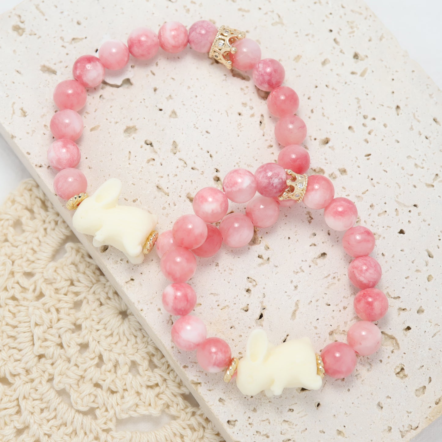 Princess Bunny - Ivory Nut & Semiprecious Stone Bracelet