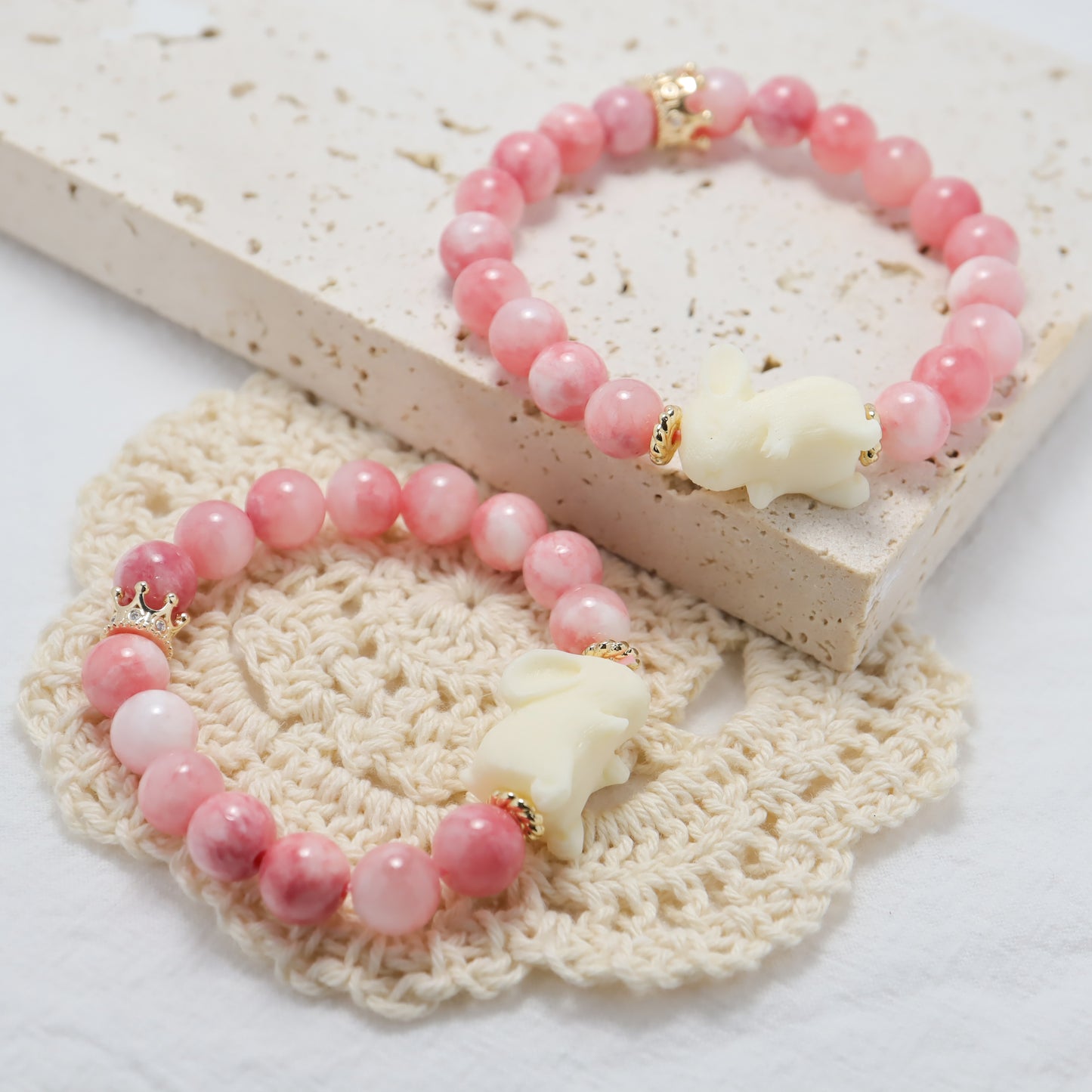 Princess Bunny - Ivory Nut & Semiprecious Stone Bracelet