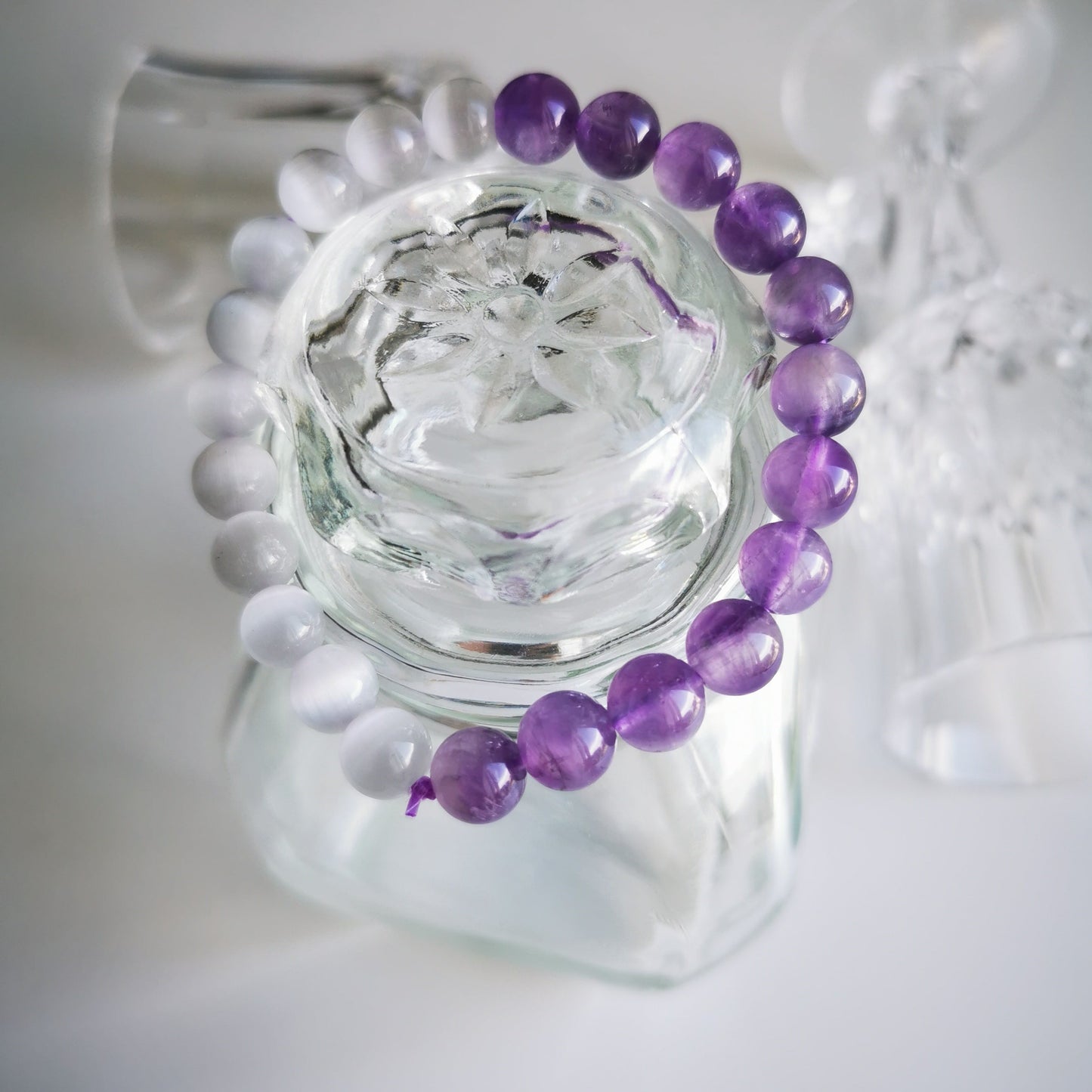 The Future - Lavender Amethyst & White Cat Eye Bracelet
