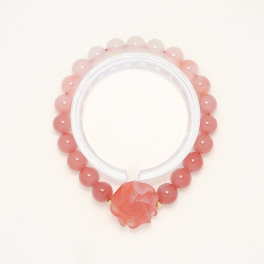 Fortune Moutan Peony Crimson Agate Bracelet