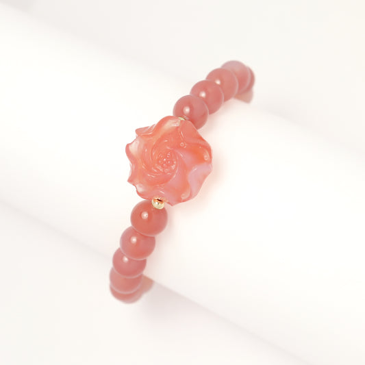 Fortune Moutan Peony Crimson Agate Bracelet