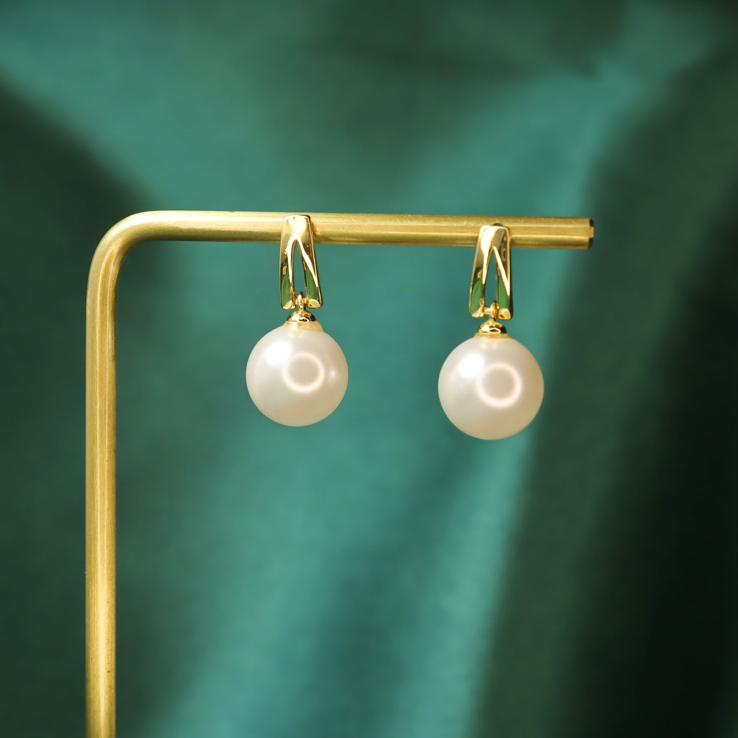 Elegant Geometry Shine 18K Gold Plated S925 Sterling Silver With Pearl Drop Earrings