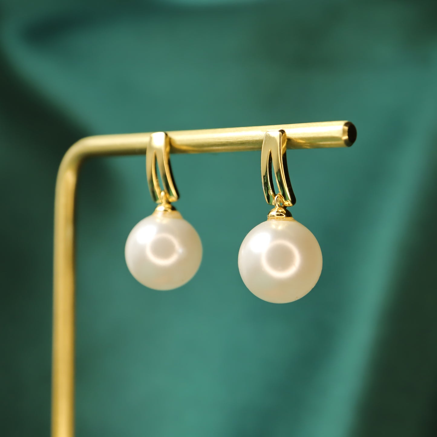 Elegant Geometry Shine 18K Gold Plated S925 Sterling Silver With Pearl Drop Earrings