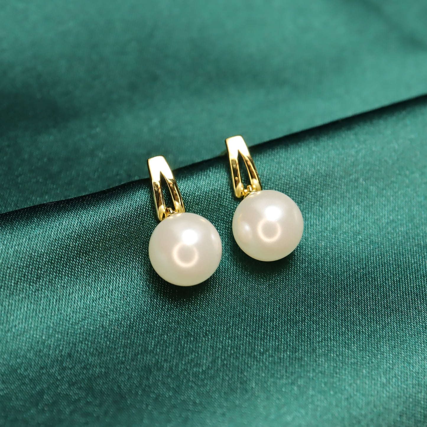 Elegant Geometry Shine 18K Gold Plated S925 Sterling Silver With Pearl Drop Earrings