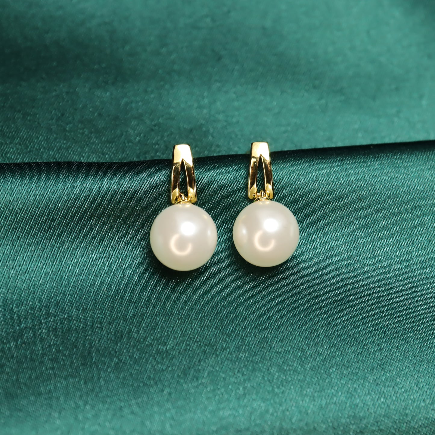 Elegant Geometry Shine 18K Gold Plated S925 Sterling Silver With Pearl Drop Earrings