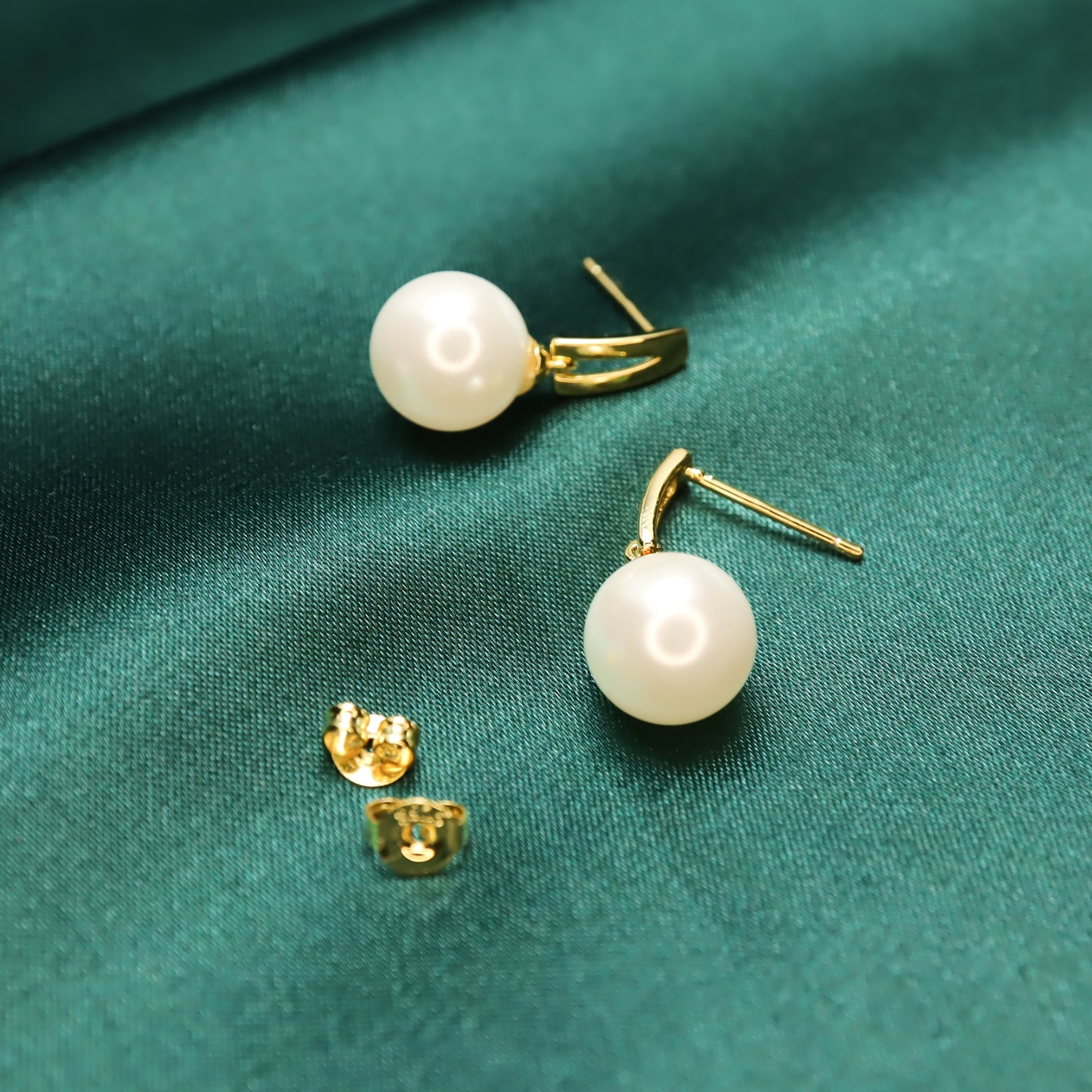 Elegant Geometry Shine 18K Gold Plated S925 Sterling Silver With Pearl Drop Earrings