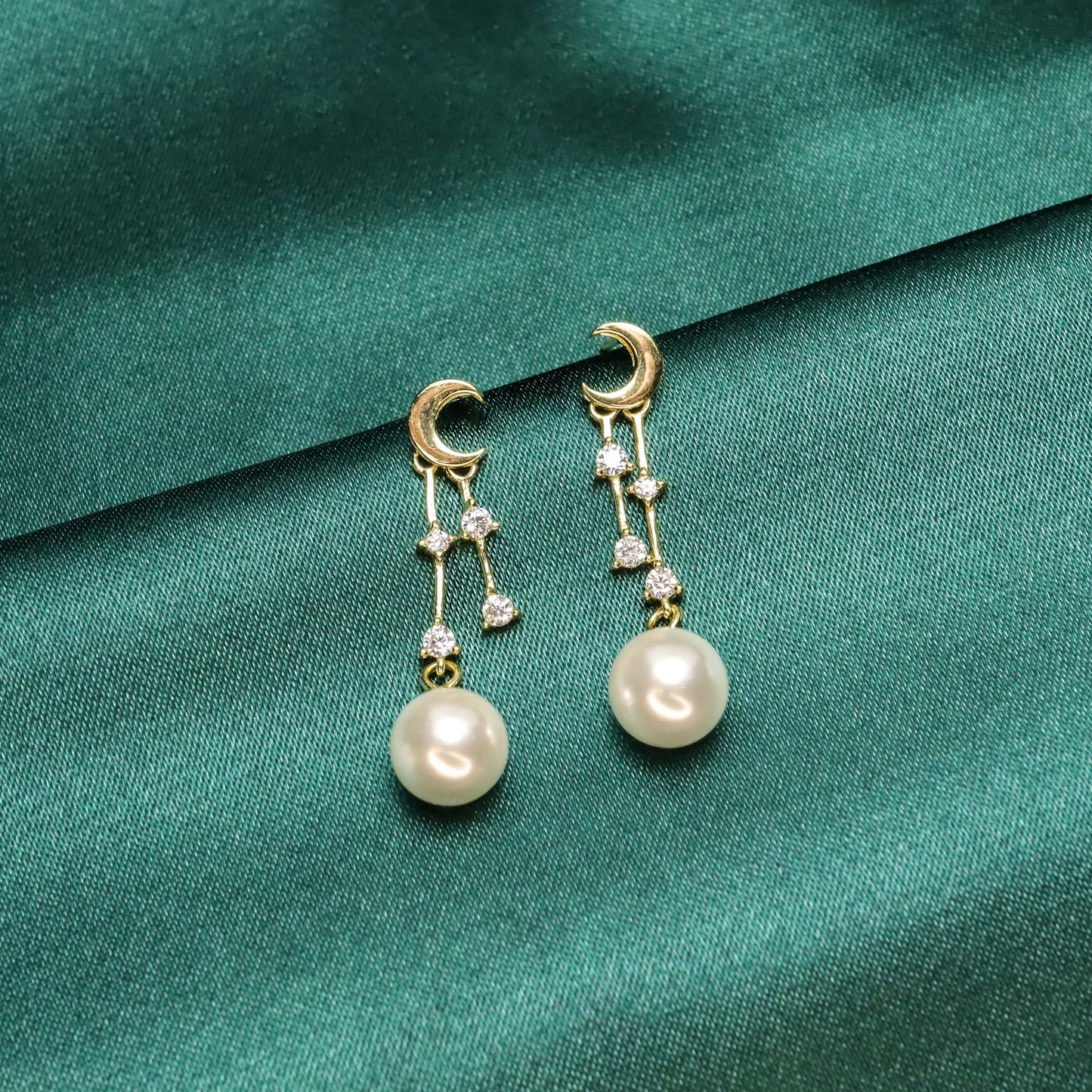 Moon Shine Starry Night - S925 Sterling Silver Pearl Tassel Stud Earrings