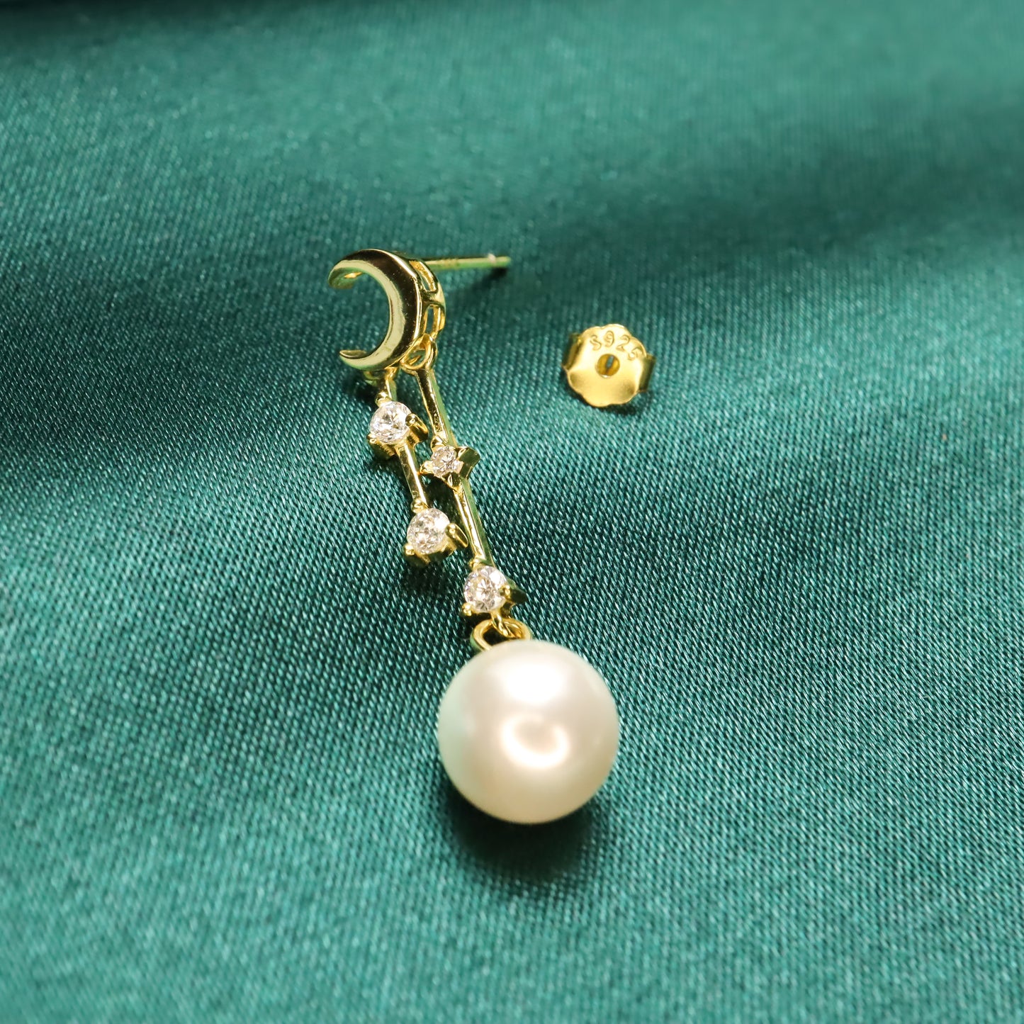 Moon Shine Starry Night - S925 Sterling Silver Pearl Tassel Stud Earrings