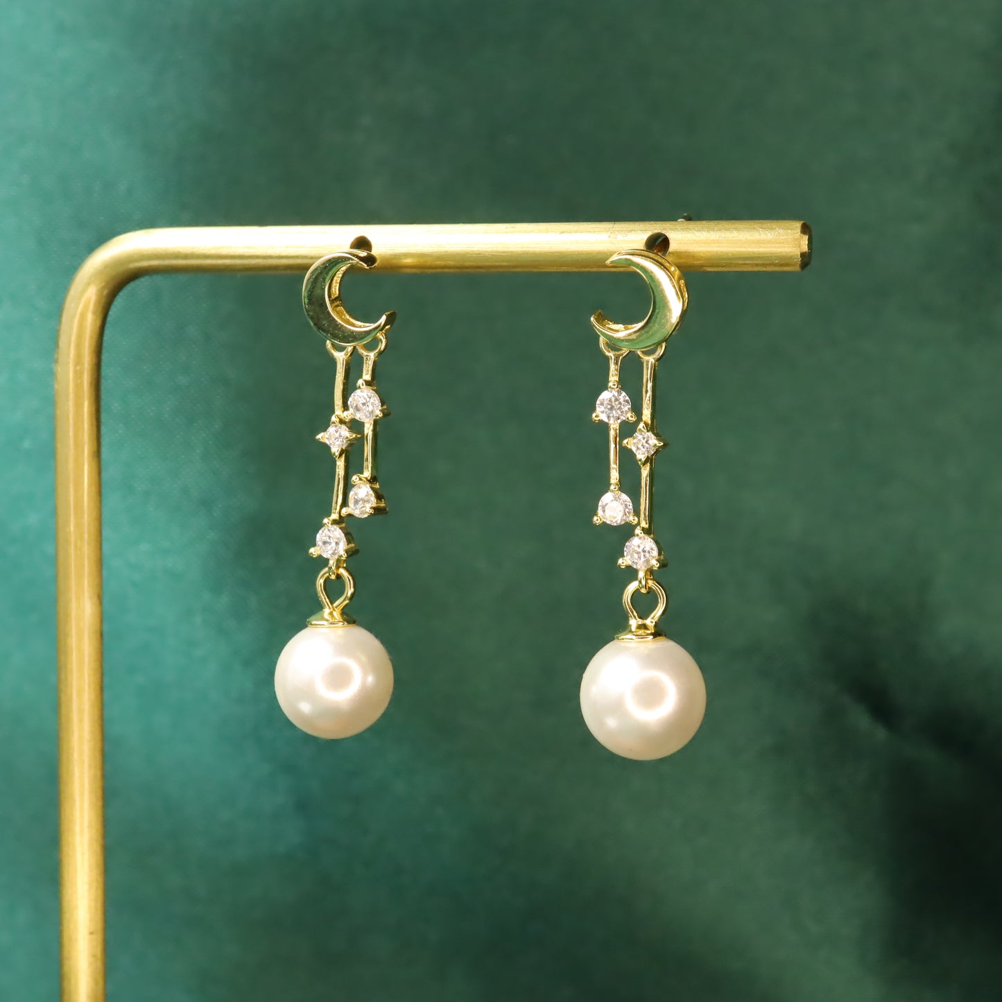Moon Shine Starry Night - S925 Sterling Silver Pearl Tassel Stud Earrings