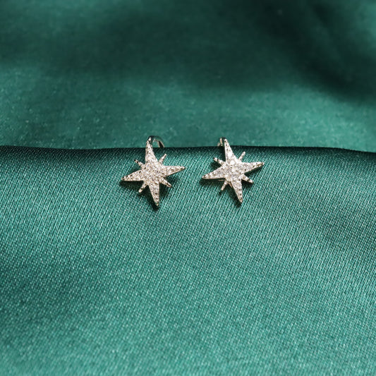 Eight-Pointed Star - S925 Sterling Silver Ear Clip Earrings