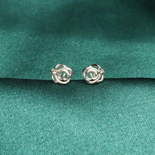 French Hollow Rose - S925 Sterling Silver Stud Earrings