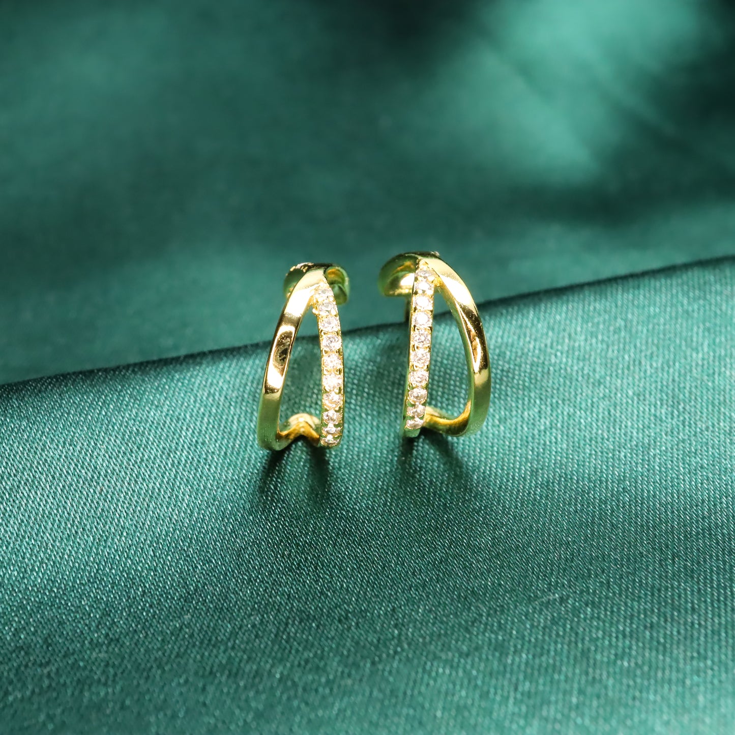 Twinkling Stary - S925 Sterling Silver & Zircon Stud Earrings (Color: Gold)