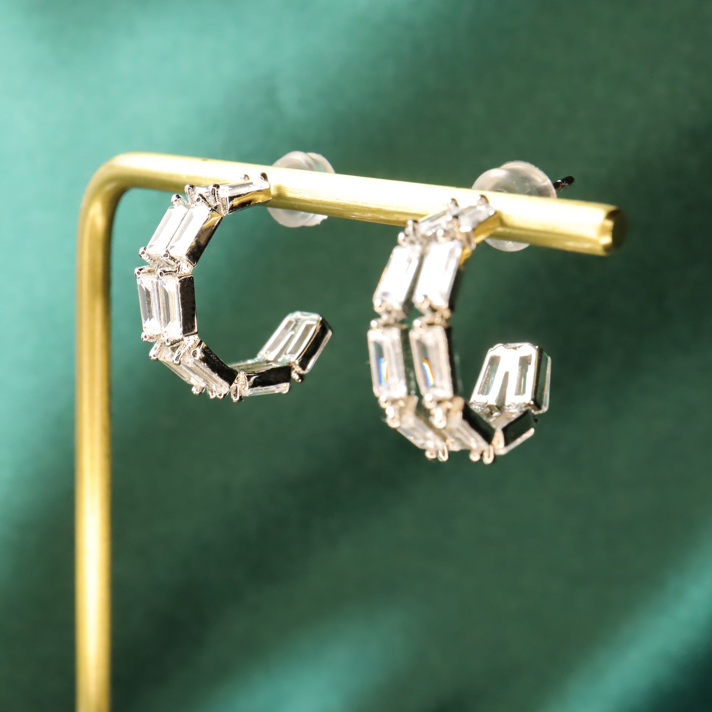 Princess Elsa - C Shape S925 Sterling Silver & Zircon Stud Earrings