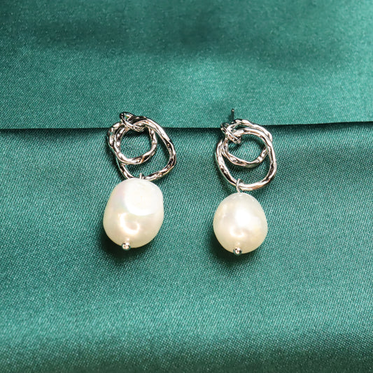 Diana Destiny Circle - Freshwater Pearl S925 Sterling Silver Stud Earrings