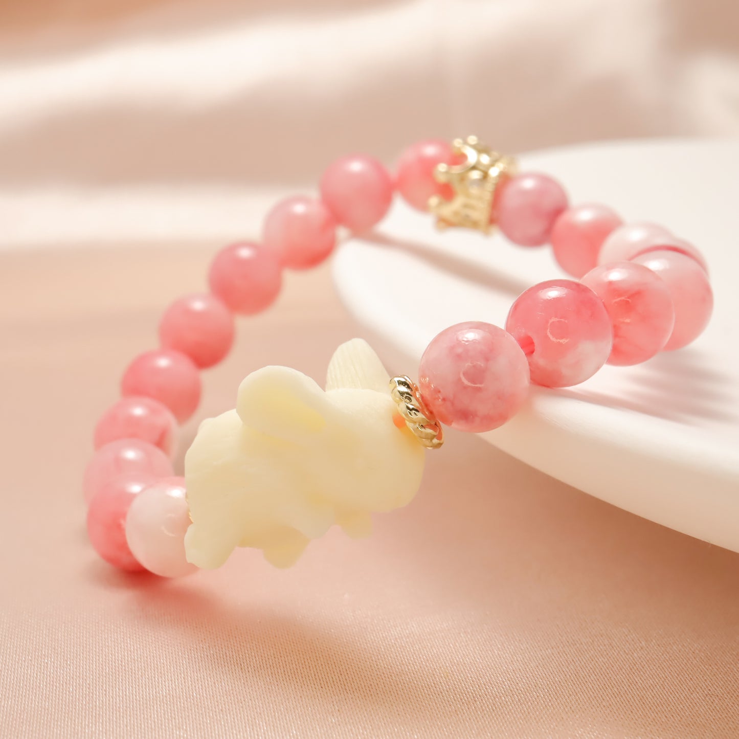 Princess Bunny - Ivory Nut & Semiprecious Stone Bracelet