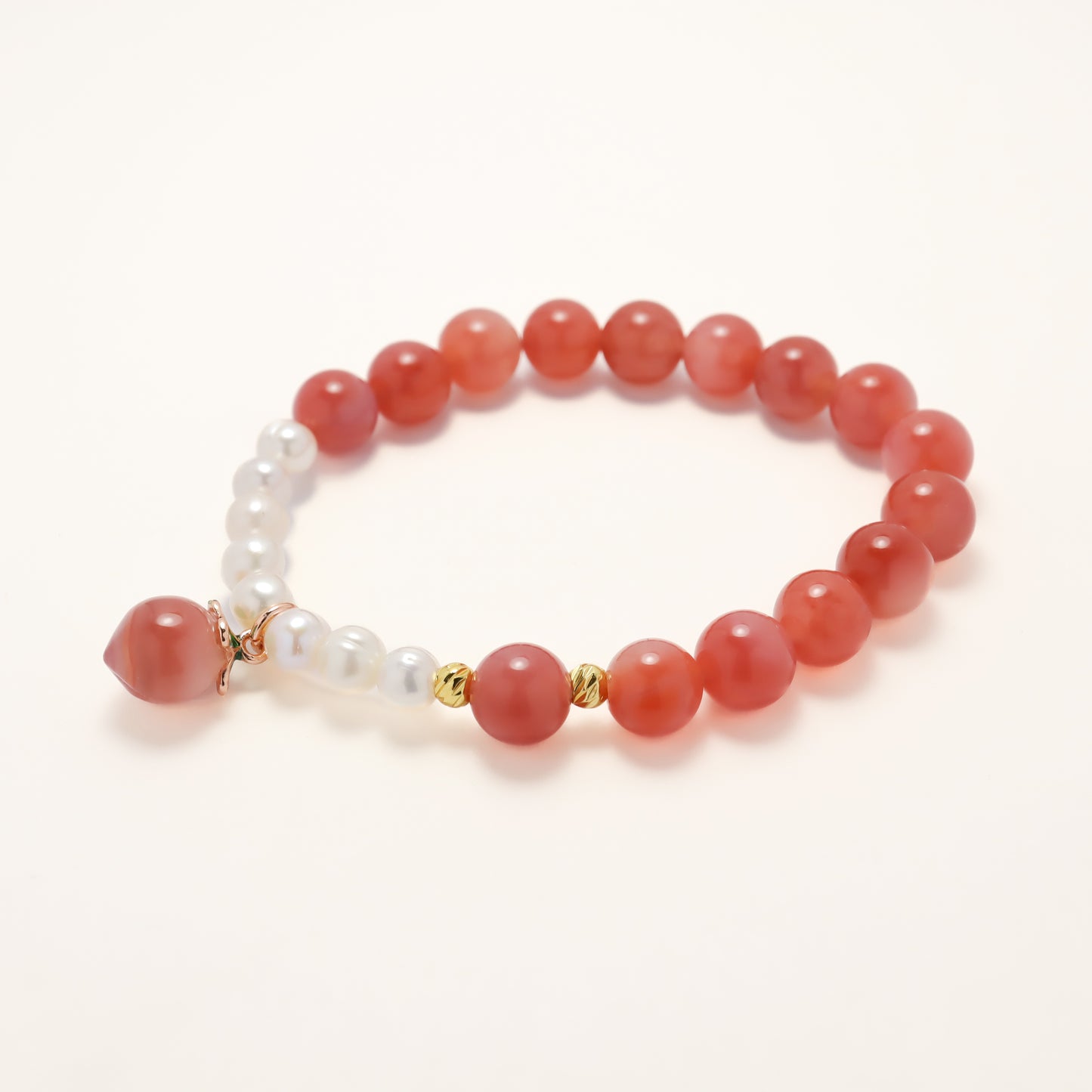 Eternal love - Freshwater Pearl & Crimson Agate Bracelet
