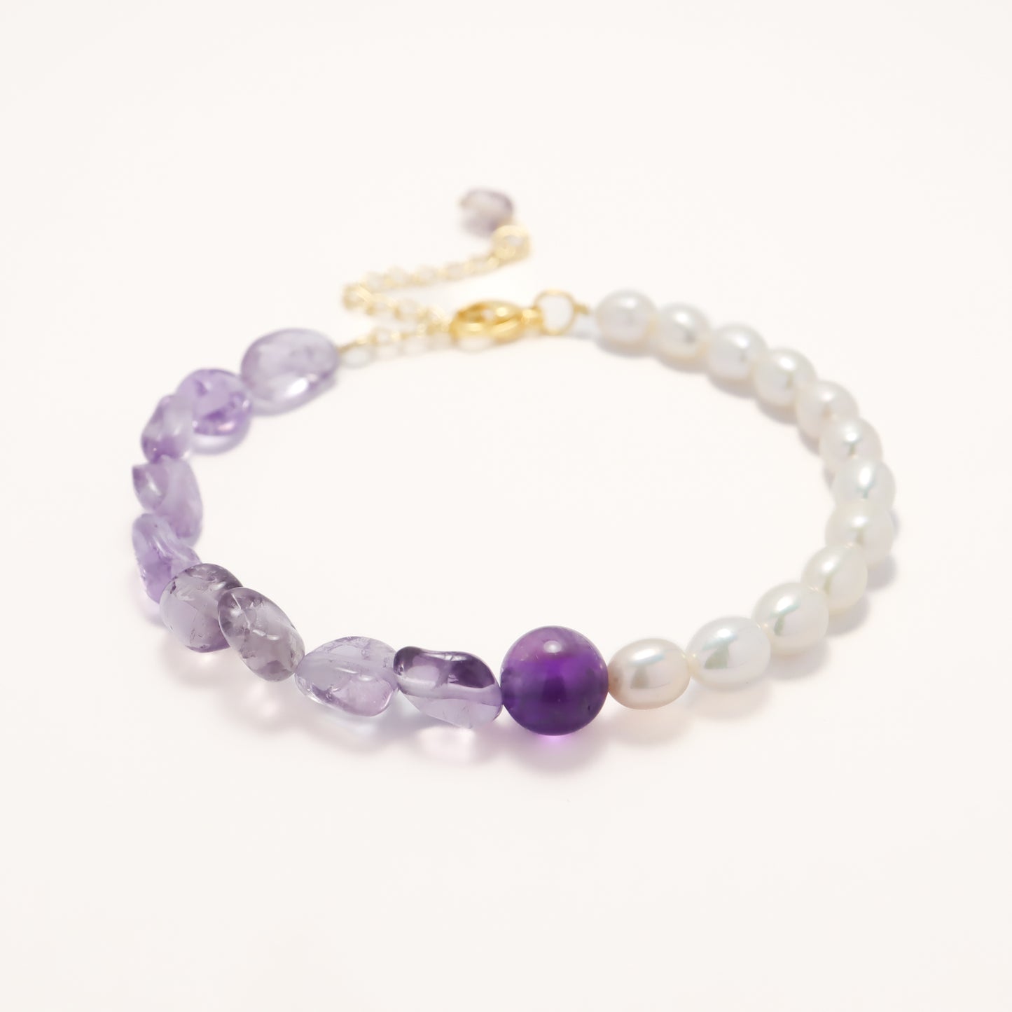 Diana Blessing - Lavender Amethyst & Freshwater Pearl Bracelet with Hook Lock