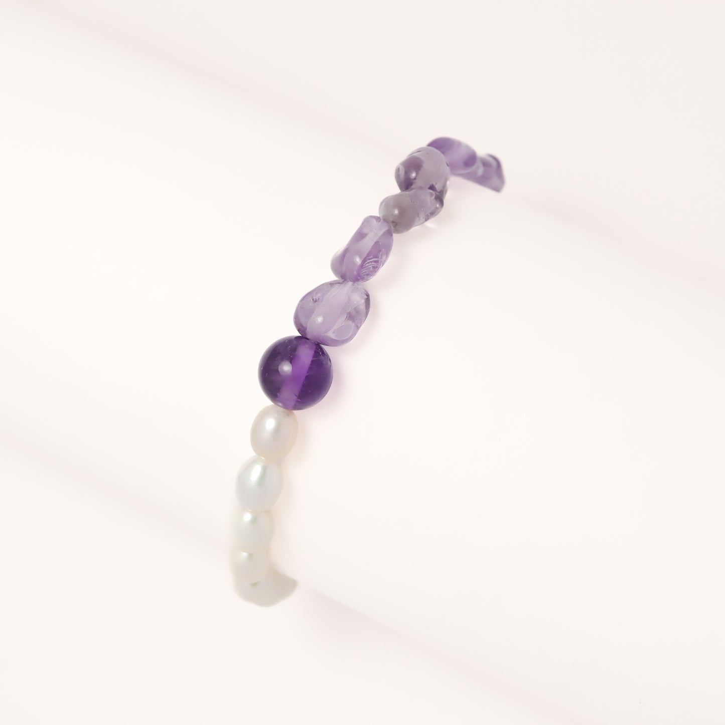 Diana Blessing - Lavender Amethyst & Freshwater Pearl Bracelet with Hook Lock