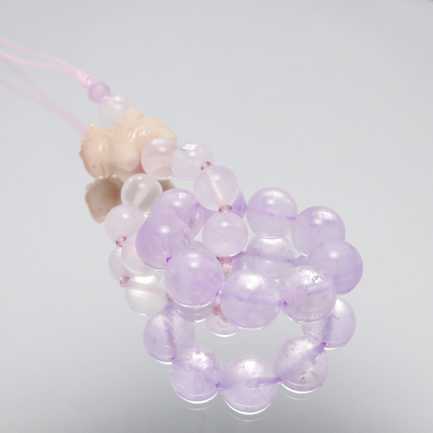 Angle Unicorn - Alashan Agate Rose Quartz & Lavender Amethyst Phone Charm / Key Chain