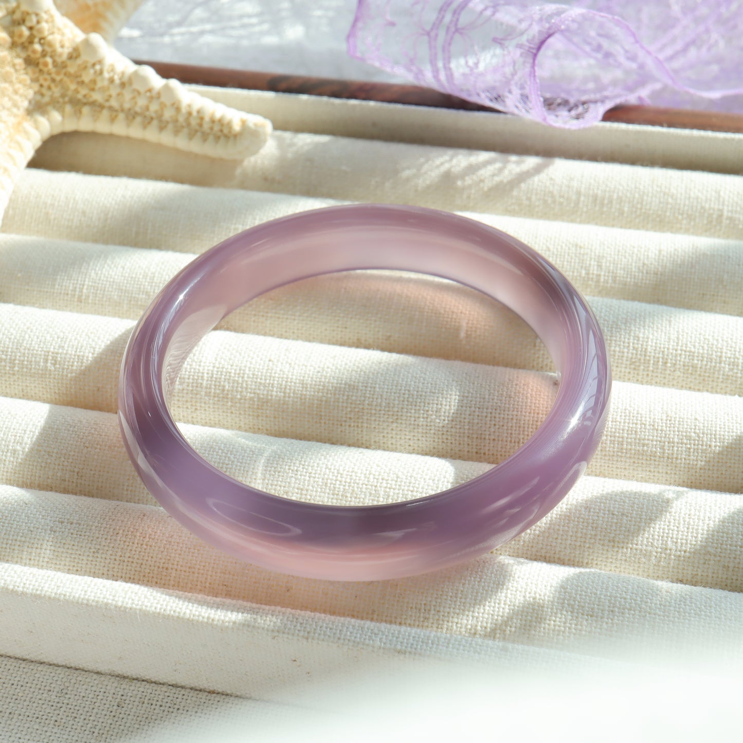 Royale Purple Ice Chalcedony Bangle Bracelet (Pre-Sale) ( 52 56 in Stock)