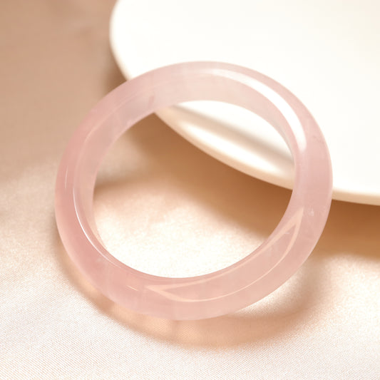 Rose Memory - Thicker & Flat Inner Madagascar Rose Quartz Bangle Bracelet (Pre-Sale) (Some in Stock)