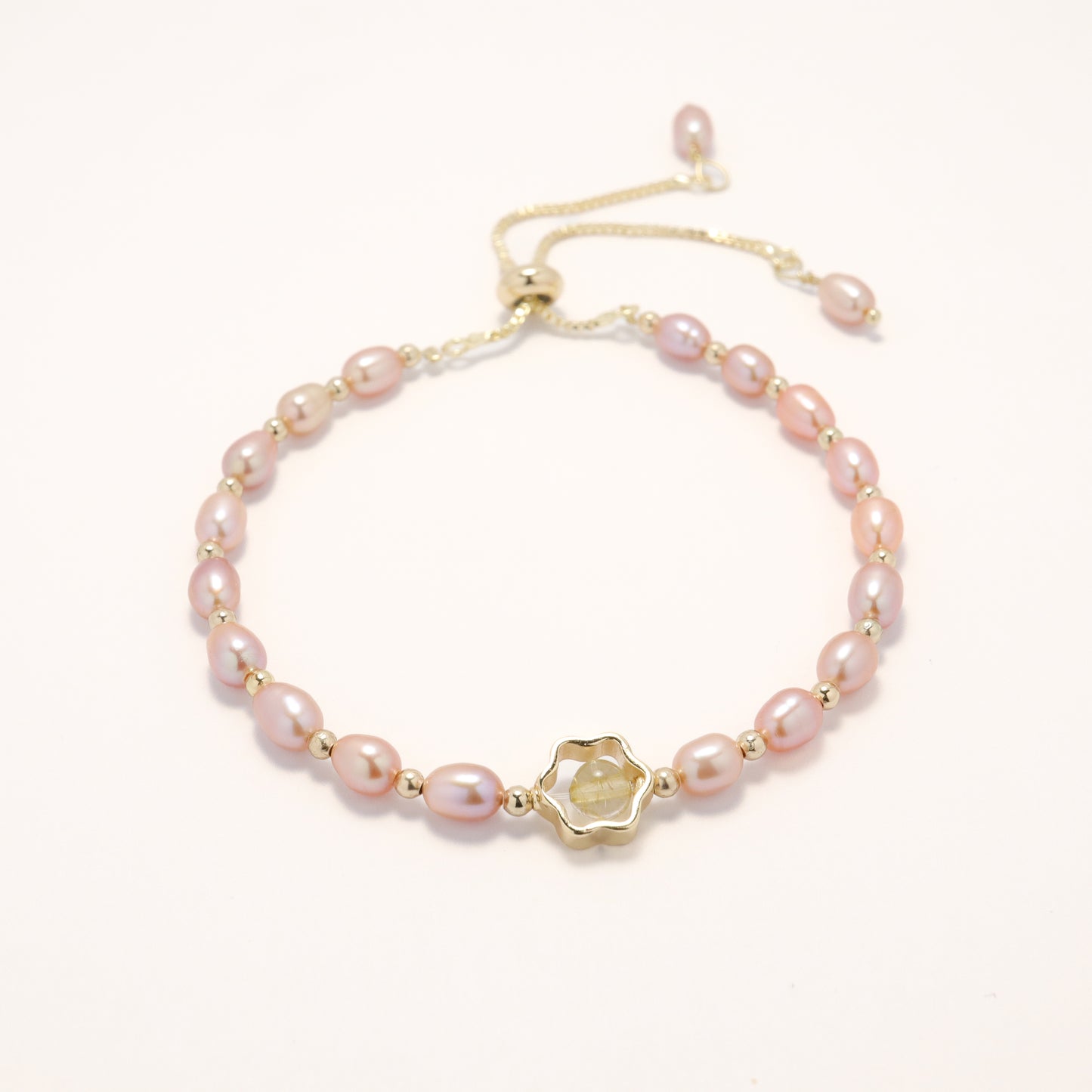 Pretty In Pink - Elegant Freshwater Pearl Bracelet with Adjustable Chain