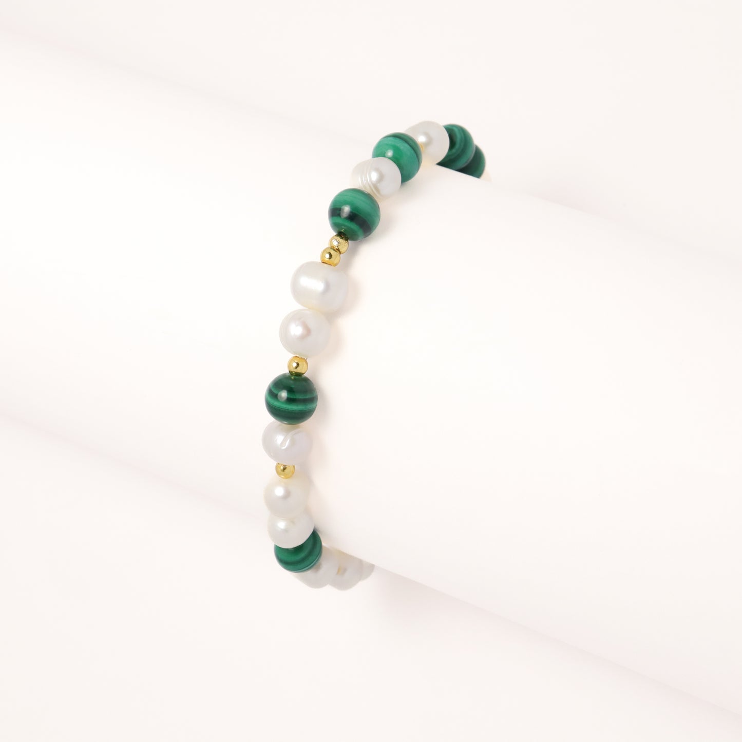 Peacock Prime -  Freshwater Pearl & Malachite Bracelet With Adjustable Chain