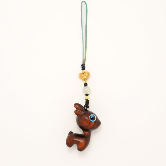 Cutie Deer Red Sandalwood Key Chain Phone Charm