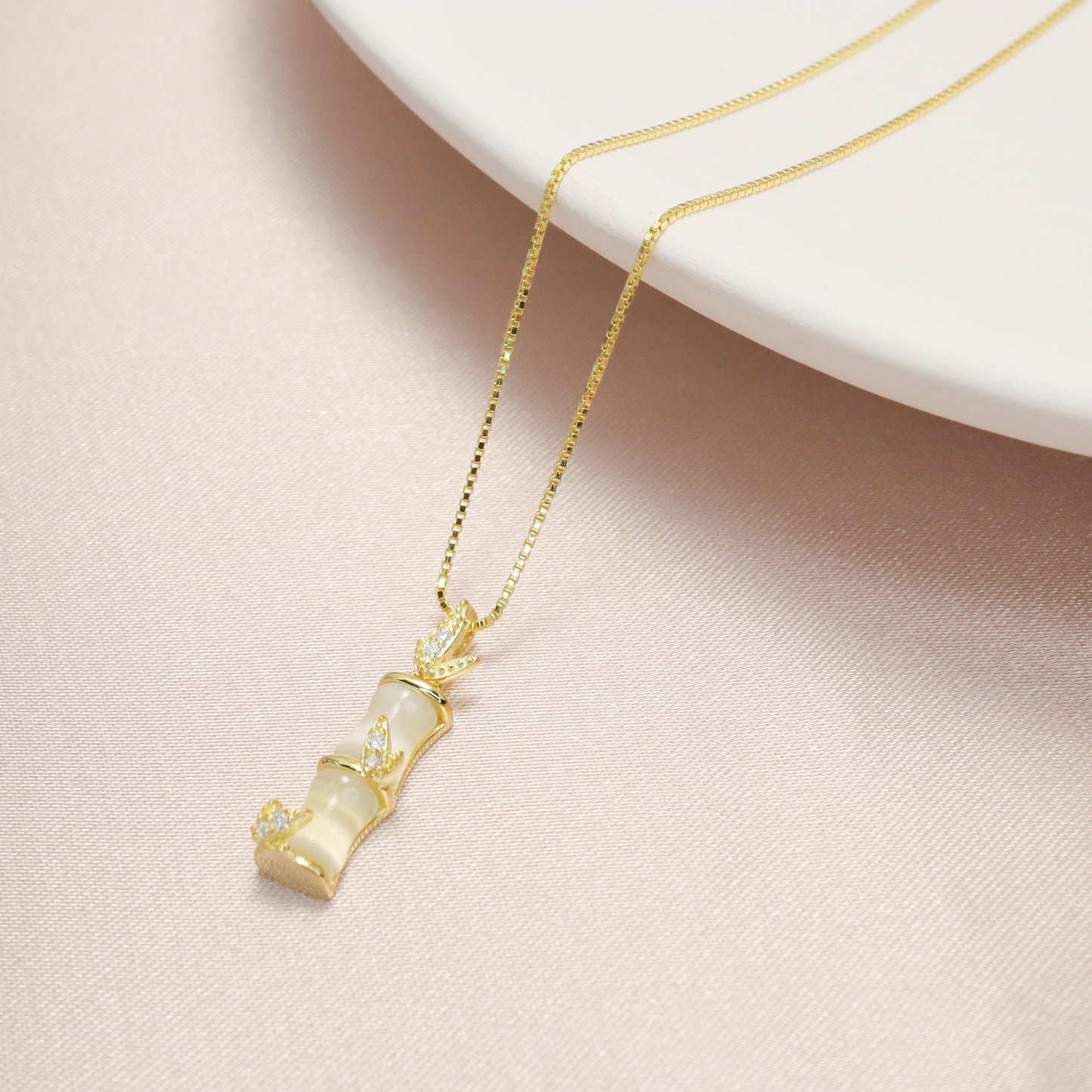 Fortune Bamboo - S925 Sterling Silver Necklace (Color: Gold)