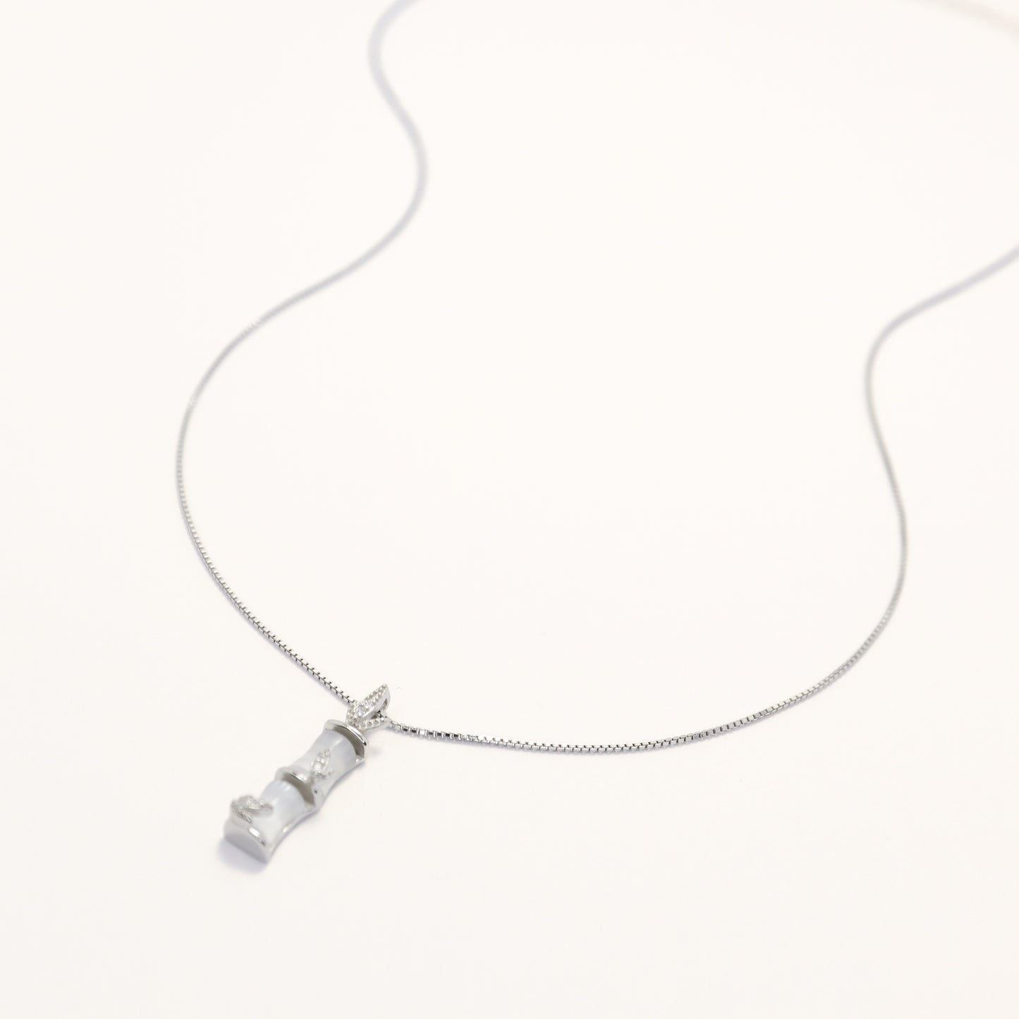 Fortune Bamboo - S925 Sterling Silver Necklace (Color: Silver)