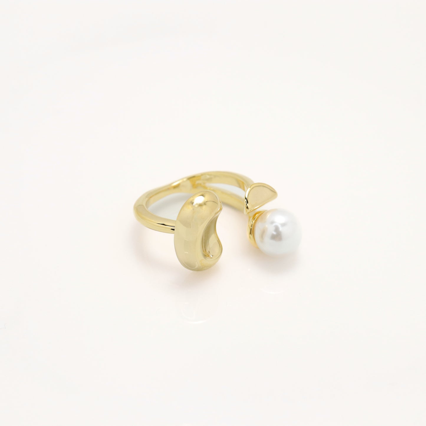 Olivia - Gold Plated Pearl Open Ring