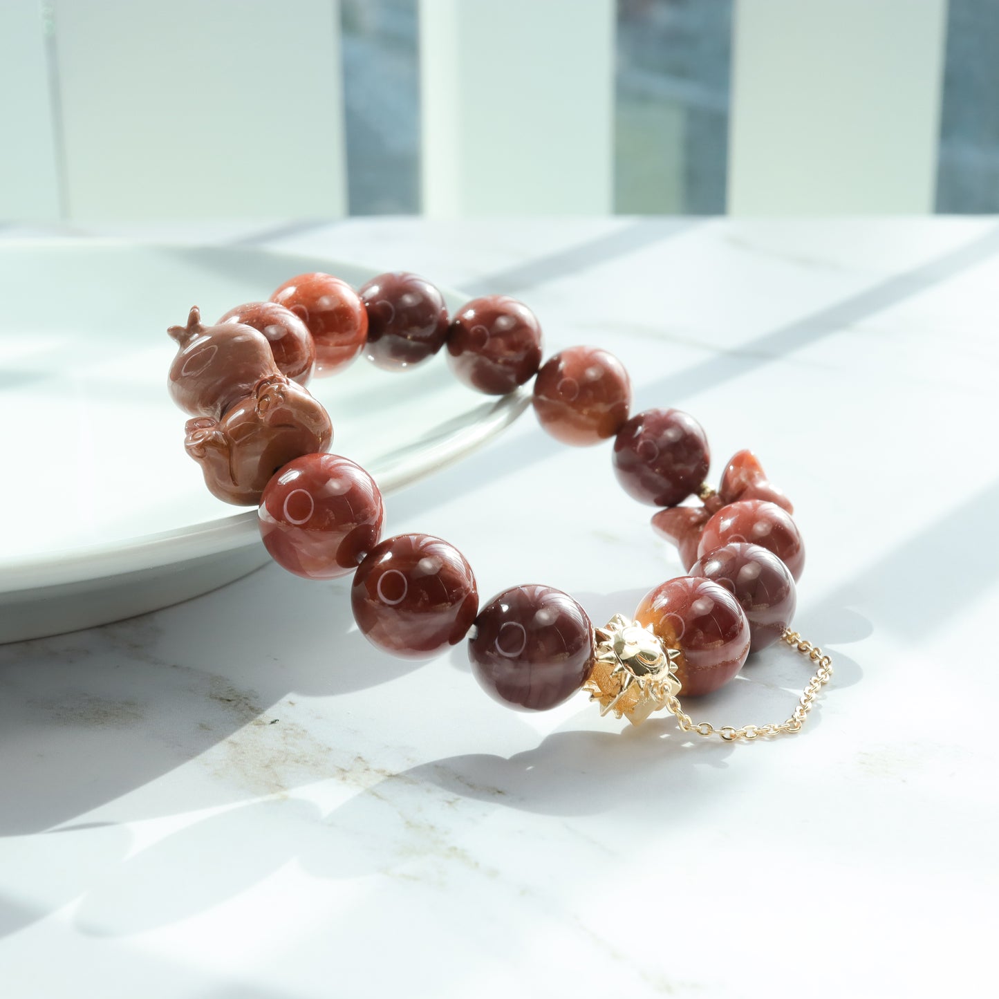 Rhino & Butterfly - Alashan Agate Bracelet