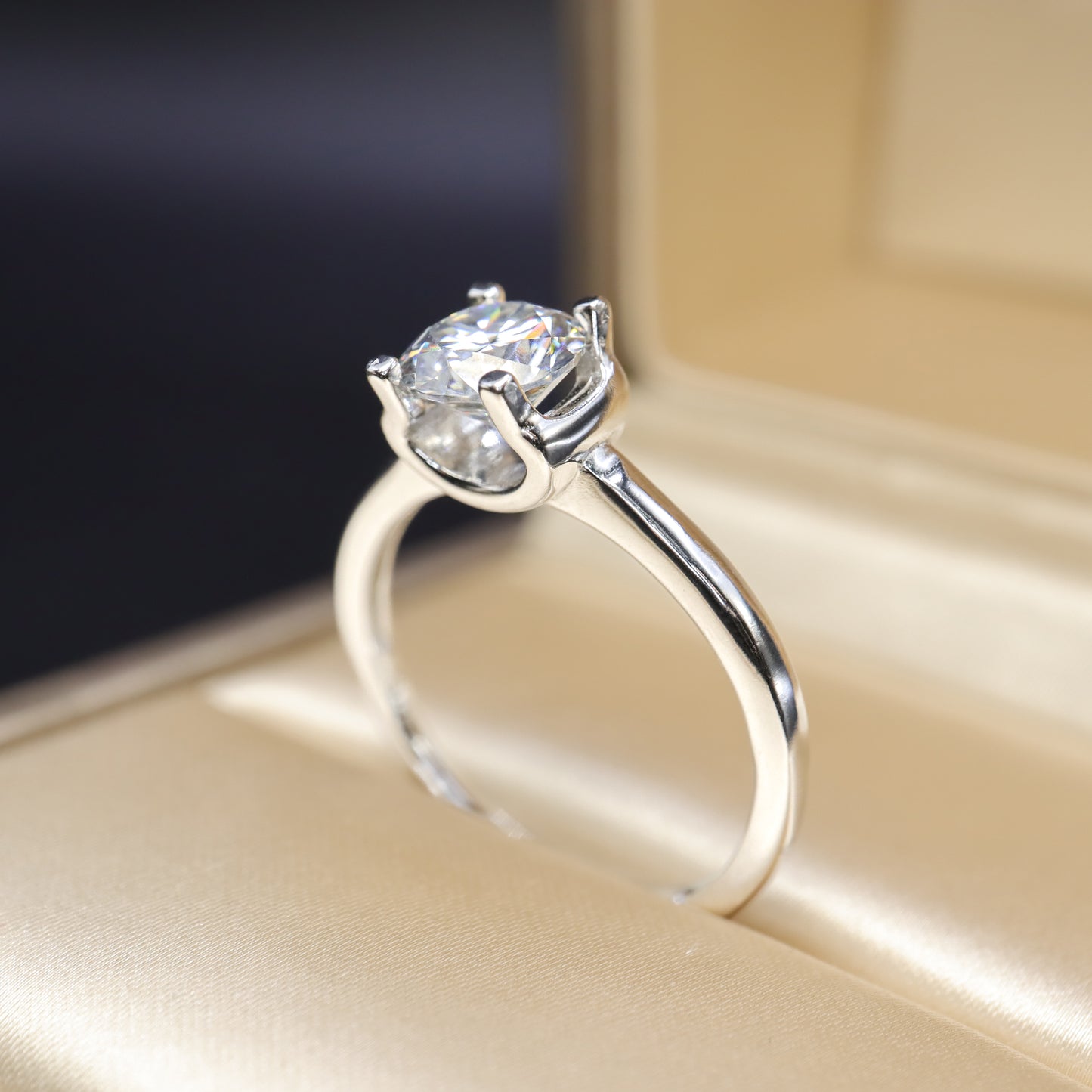 Hellen Choice - Solitaire Moissanite S925 Sterling Silver Open Ring