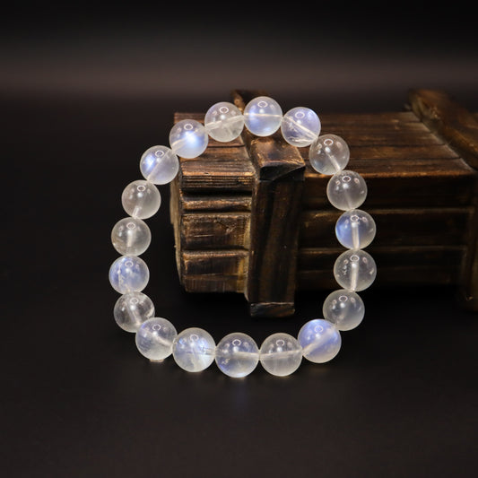 Genuine Natural Blue Shine Moonstone Bracelet (9mm-10.5mm)